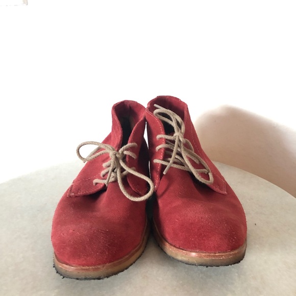 Johnston & Murphy Suede Lace Up Booties in Red Tan Sz 6.5 - Picture 3 of 8